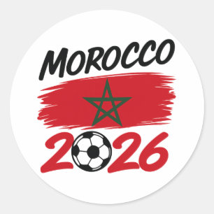 Marokko 2026 Voetbalfan, Voetbal Supporter Trots Ronde Sticker