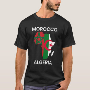 Marokko Algerije vlag met Afrikaanse kaart T-shirt