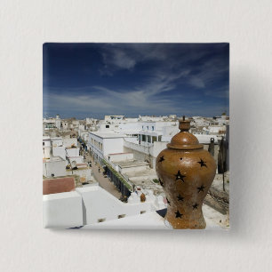 MAROKKO, Atlantische Kust, ESSAOUIRA: Hoge Uitzich Vierkante Button 5,1 Cm