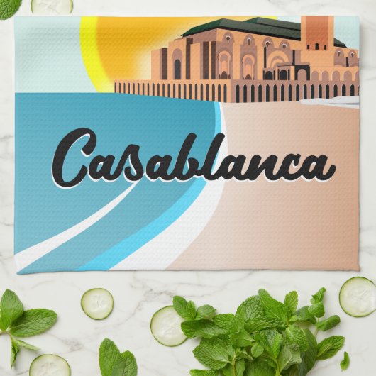 Marokko Casablanca Reizen poster Theedoek (Gevouwen)