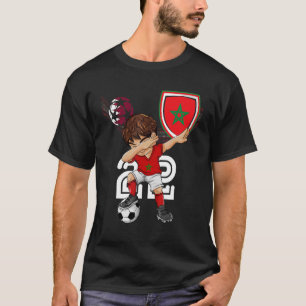 Marokko Dabbing Soccer Boy Marokkaanse vlag Footba T-shirt