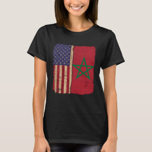 Marokko en Amerika USA Vlag Wortels Half Marokkaan T-shirt