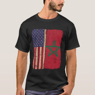 Marokko en Amerika VS vlag wortels half Marokkaans T-shirt