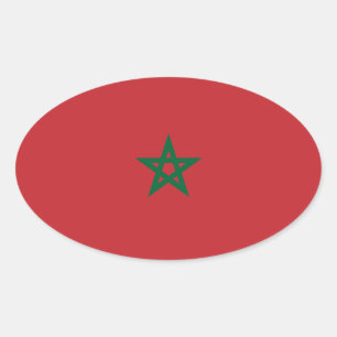 Marokko Flag Oval StickerMarokko-Flagge Aufkleb Ovale Sticker