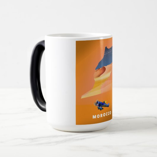 Marokko Illustrated Map reisposter print. Magische Mok (Voorkant links)