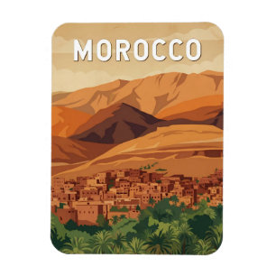 Marokko Illustratie Reis Kunst Vintage Magneet