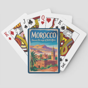 Marokko Illustratie Reis Kunst Vintage Pokerkaarten