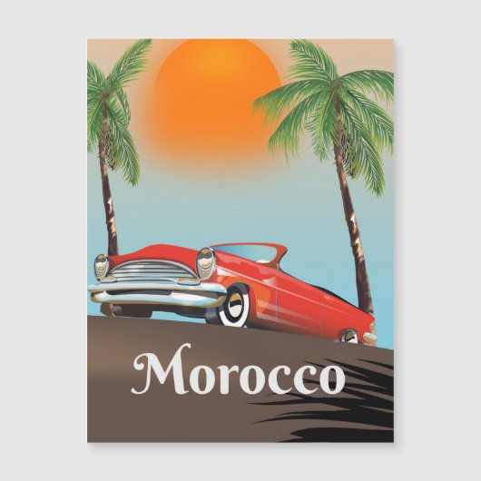 Marokko Klassieke rode auto-reisposter (Voorkant)
