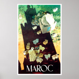 Marokko, luchtfoto, herder, met zijn schip poster