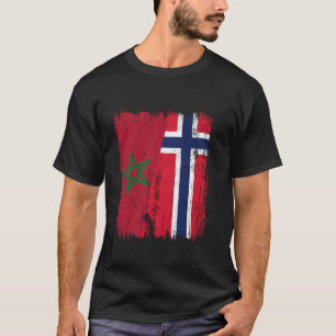 Marokko Noorwegen Half Vlag Marokkaanse Noorse Afk T-shirt