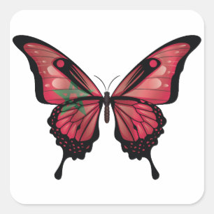 Marokko Swallowtail Vlinder Vlag Vierkante Sticker