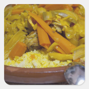 Marokko, Tetouan. Traditioneel Marokkaans gerecht Vierkante Sticker