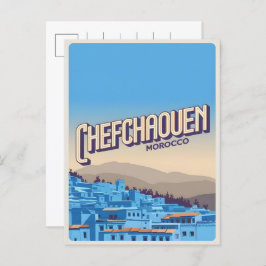 Marokko Travel briefkaart chefchaoun, blauw stadsc