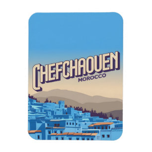 Marokko Travel briefkaart chefchaoun, blauw stadsc Magneet