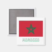 Marokko Vlag met naam Magneet (Voorkant / Achterkant)