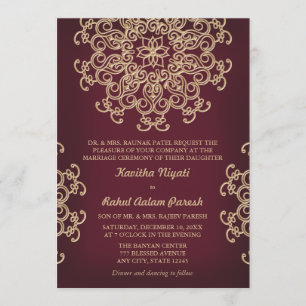 MARON ET FAIRE-PART DE MARIAGE INDIEN OR