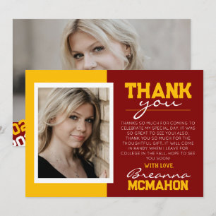 Maron & Gold Graduation 2 Carte de remerciements p