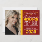 Maron & Gold Graduation 2 Photo Invitation (Devant)