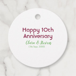 MARON GREEN PASTEL happy 10th anniversary wedding Bedankjes Labels