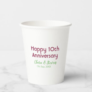 MARON GREEN PASTEL happy 10th anniversary wedding Papieren Bekers