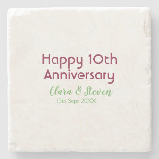MARON GREEN PASTEL happy 10th anniversary wedding Stenen Onderzetter