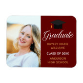 Maroon 2025 Graduation Photo Magnet Faire-part (Horizontal)