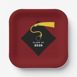 Maroon Afstuderen 2025 Partij Papieren Bordje