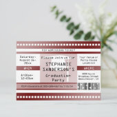 Maroon Afstuderen of Party Admission Ticket Kaart (Staand voorkant)