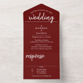 Maroon All in One Wedding Invite Uitnodiging (Binnen)