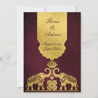 Maroon and gold elephants luxury Indian wedding  Kaart