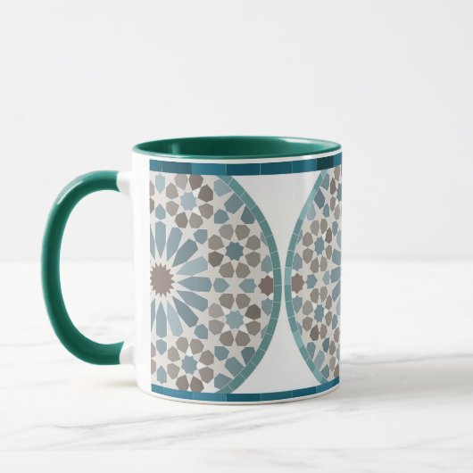 Maroon and Green Geometric Pattern Mug (Gauche)