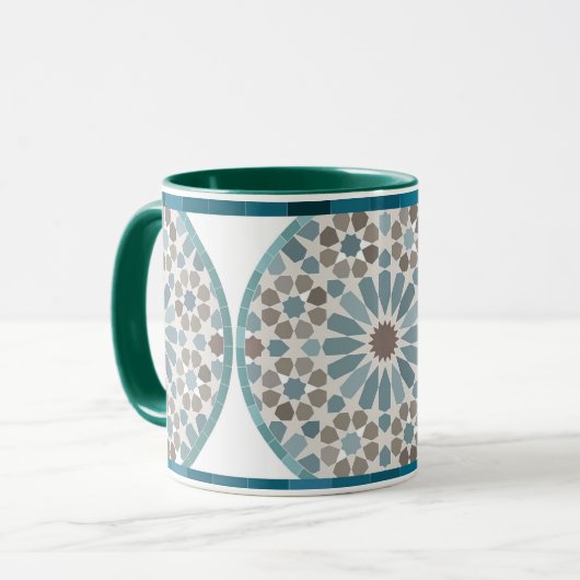 Maroon and Green Geometric Pattern Mug (Devant gauche)