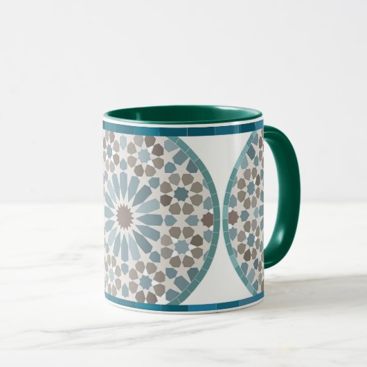 Maroon and Green Geometric Pattern Mug Mok (Voorkant rechts)