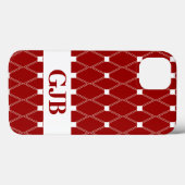 Maroon Argyle Lattice met monogram Case-Mate iPhone Case (Achterkant (horizontaal))