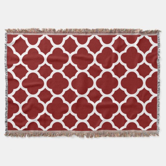 Maroon Auburn en White Quatrefoil Pattern Deken (Voorkant)