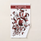 maroon basketballs stars filles monogrammed (Serviette à main)