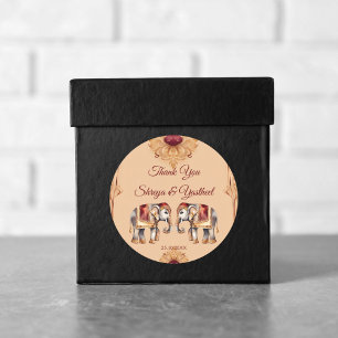 Maroon beige Indiase bruiloft olifanten gunst Ronde Sticker