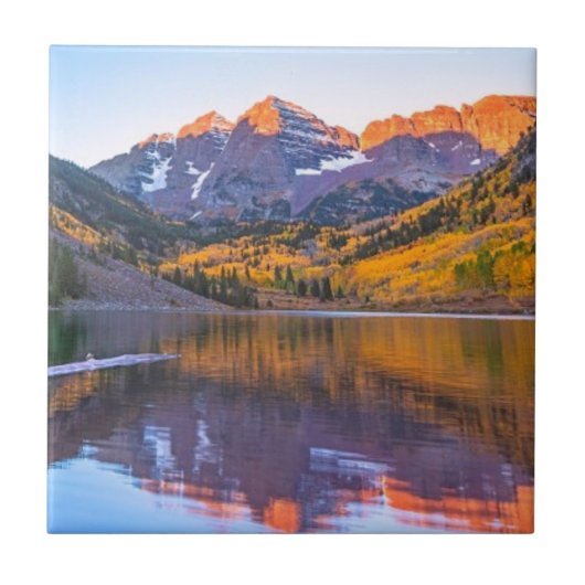 Maroon Bells Alpen Glow Tegeltje (Voorkant)