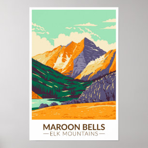 Maroon Bells Elk Mountains Colorado Poster