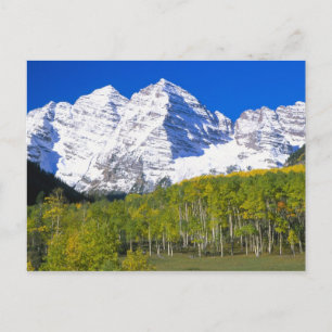 Maroon Bells met herfst espenbos. Briefkaart