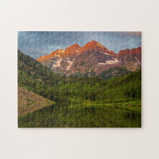 Maroon Bells reflecteert in Calm Maroon Lake 3 Legpuzzel (Horizontaal)