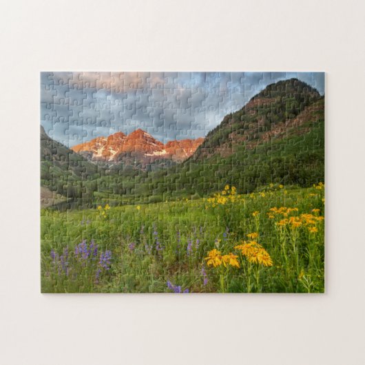 Maroon Bells reflecteert in Calm Maroon Lake Legpuzzel (Horizontaal)