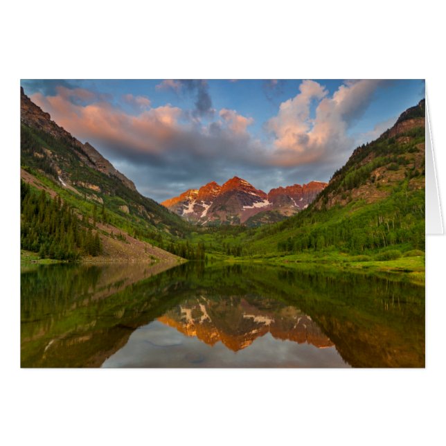 Maroon Bells se reflètent dans le calme du lac Mar (Devant horizontal)