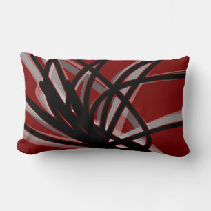 Maroon Black & Grey Abstract Ribbon-ontwerp Kussen