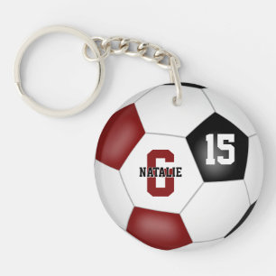 Maroon Black Soccer Club Team Kleuren Meisjes Jong Sleutelhanger