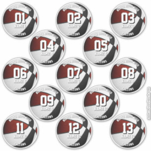 Maroon Black Team kleuren basketbal 13 spelers Sticker
