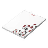Maroon Black voetballen Accent Aangepaste naam Notitieblok (Gedraaid)