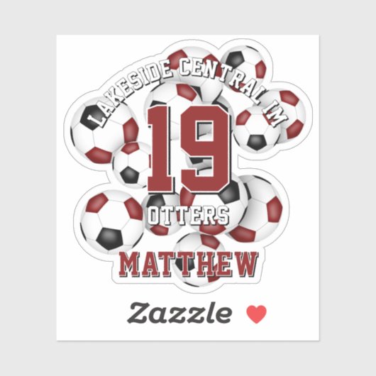 Maroon Black voetballen Cluster Team Naam Sticker (Vel)