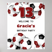 Maroon Black voetballen Kinderverjaardagsfeestje Poster (Voorkant)