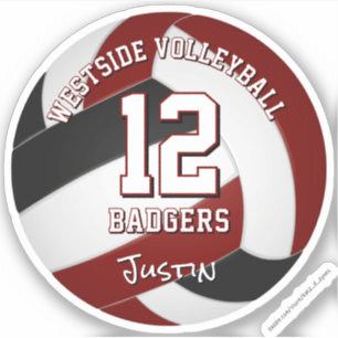 Maroon Black volleybal team kleuren kinder teamnaa Sticker